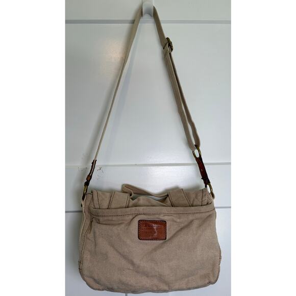 Fossil Long Live Vintage Khaki Canvas & Leather Crossbody Messenger‎ Bag Khaki - Picture 2 of 16